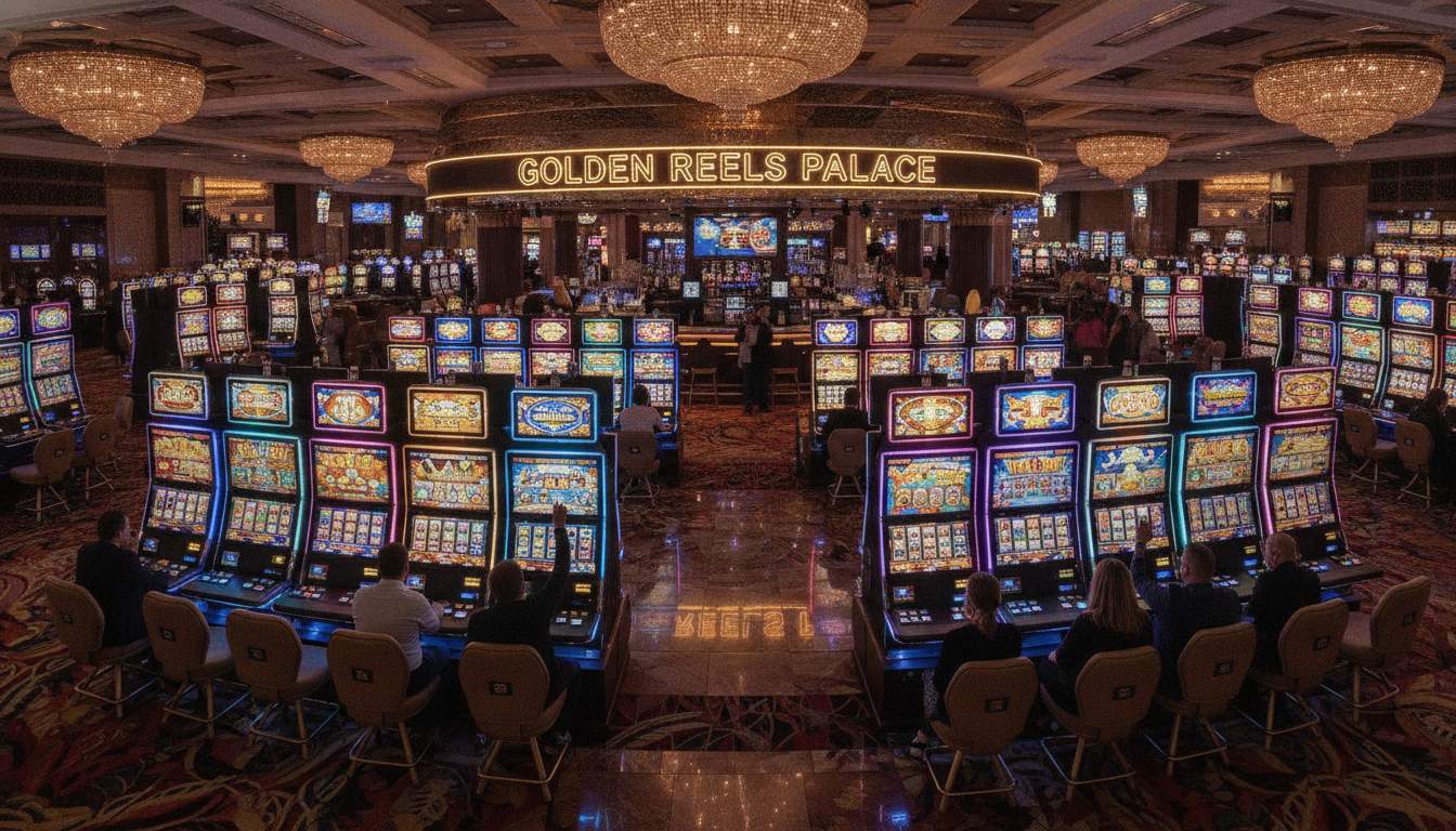 Colorful slot machines in a casino