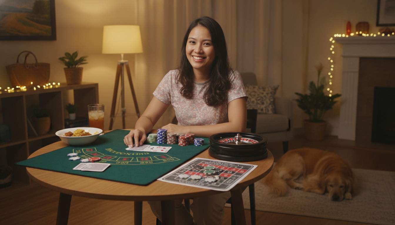 A woman playing classic casino games live